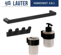 Набор аксессуаров для ванной Lauter 21TS3019 + 21TS3021 + 21TS3009 + 21TS3006 Matt Black, 4 предмета
