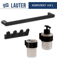 Набор аксессуаров для ванной Lauter 21TS3019 + 21TS3021 + 21TS3009 + 21TS3006 Matt Black, 4 предмета