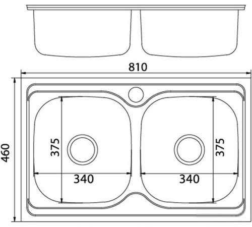 Кухонная мойка Mixline 532312 полированная, 0.8 мм