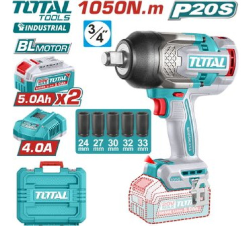 Гайковерт Total TIWLI20105 с 2-мя АКБ, кейс