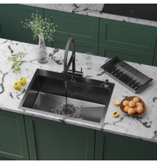 Кухонная мойка Roxen Simple 560220-70B PVD графит с коландером и дозатором