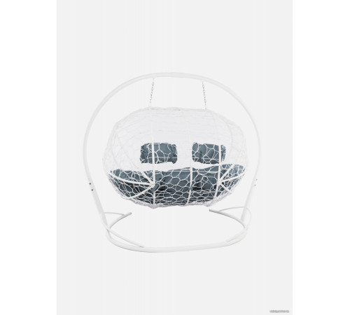 Подвесной диван M-Group Лежебока 11180109 с белым ротангом/серая подушка