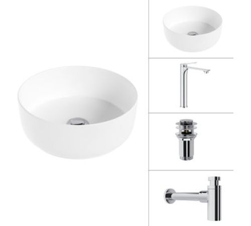 Умывальник Lauter 21499-31 + Rio 21AM12672 + сифон 21635CH + дон.клапан 21190CH хром