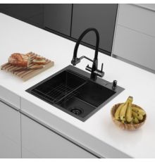 Кухонная мойка ARFEKA ECO AR мойка 500*500, коландер F, дозатор BLACK DECOR VOLCANIC