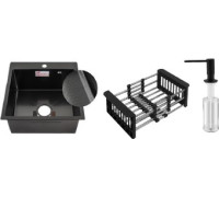 Кухонная мойка Schtoff Best Decor Black 4550 + коландер KR-1 BLACK + дозатор SD-1 BLACK, комплект