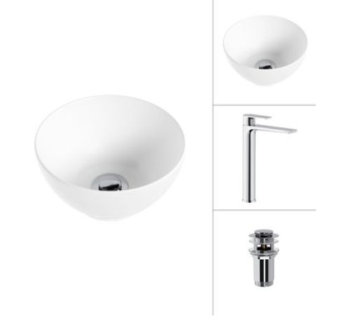 Умывальник Lauter 21601E + Reef 21CK8678C с донным клапаном 21190CH хром
