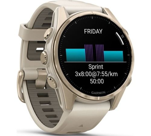 Умные часы Garmin Fenix 8 Sapphire 43мм золотистый, дымчато-серый ремешок