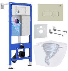 Унитаз подвесной Roxen Antares Tornado в комплекте с инсталляцией StounFix Dual Fresh 6 в 1 968326 кнопка: пастель бежевый