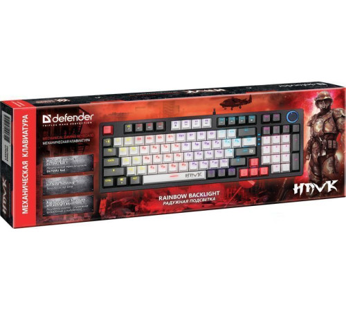 Клавиатура Defender Hawk GK-418 черный, Outemu Red