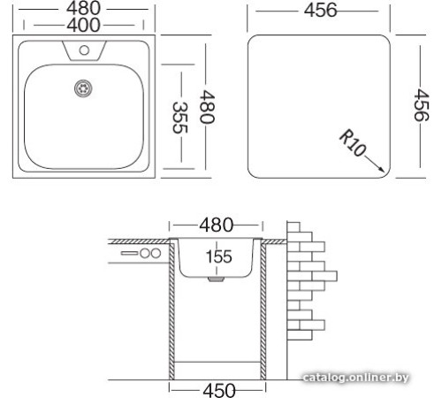 Кухонная мойка Ukinox Классика CLM480.480 ---T6K 0C- с сифоном