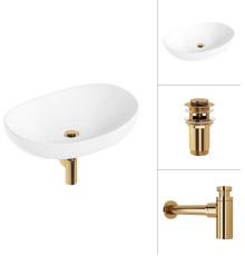 Умывальник Lauter 21502 + клапан 21190G + сифон 21635G золото