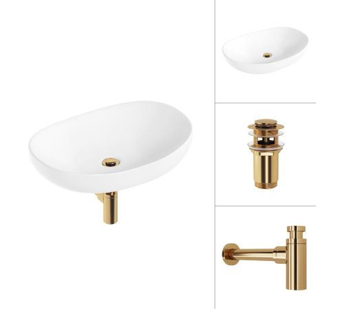Умывальник Lauter 21502 + клапан 21190G + сифон 21635G золото