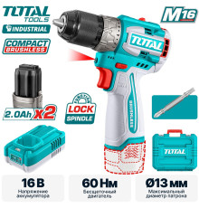 Дрель-шуруповерт Total TDLI16682 с 2-мя АКБ, кейс