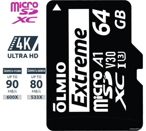 Карта памяти Olmio microSDXC 64GB Extreme UHS-I U3