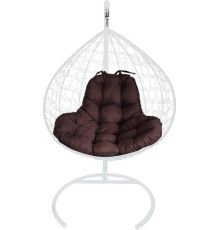 Подвесное кресло M-Group XL 11120105 белый ротанг/коричневая подушка