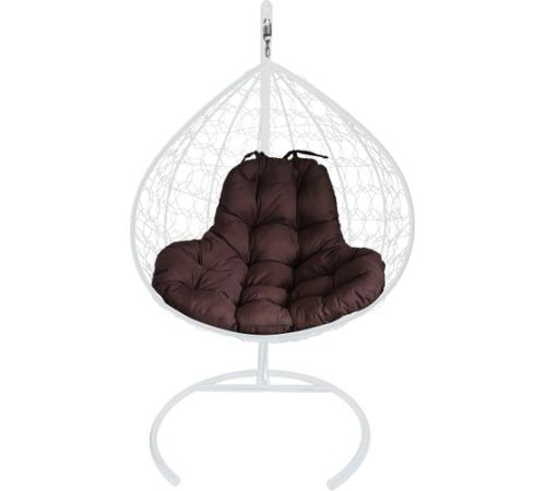 Подвесное кресло M-Group XL 11120105 белый ротанг/коричневая подушка