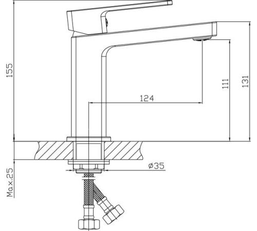 Умывальник Lauter 21478 + Cascade 21СК655BS с донным клапаном 21190B черный матовый