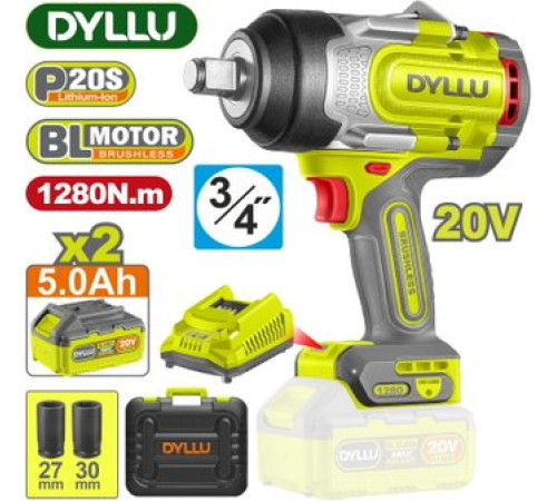 Гайковерт Dyllu DTCD1B128 с 2-мя АКБ, кейс