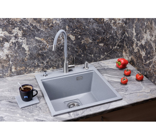 Кухонная мойка Marblan Comfort 50 серебристый, с сифоном