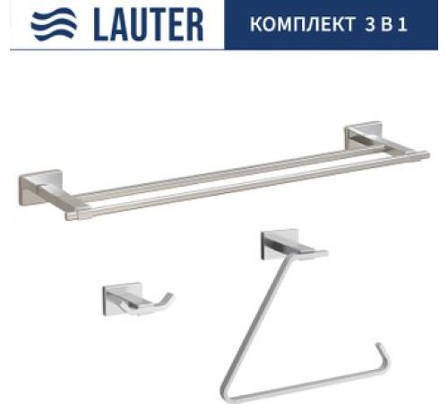 Набор аксессуаров для ванной Lauter 21TS1019 + 21TS1017 + 21TS1011 Chrome, 3 предмета
