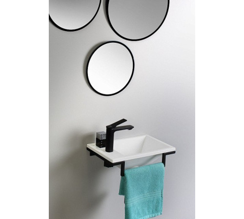 Умывальник Belux Мини-1 HR1240 черный, с каркасом, сифоном, донным клапаном