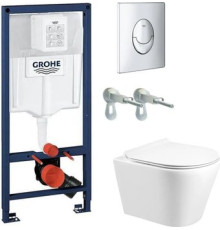 Унитаз подвесной Grado GD-W201T + GROHE Rapid SL 38721001 с кнопкой смыва