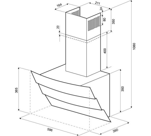 Кухонная вытяжка Krona Inga 600 black push button [00018184]