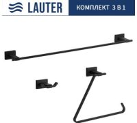 Набор аксессуаров для ванной Lauter 21TS1010 + 21TS1018 + 21TS1014 Matt Black, 3 предмета