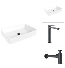 Умывальник Lauter 21842 + Moon 21СК8691BS с сифоном 21635B черный матовый