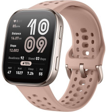 Умные часы Amazfit Bip 6 титановый, с розовым силиконовым ремешком