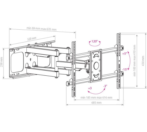 Кронштейн для телевизора Arm Media Paramount-70