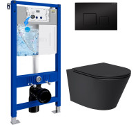 Унитаз подвесной Lauter Longer 2110822 + 21901002 кнопка квадратная, черный/черный