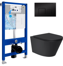 Унитаз подвесной Lauter Longer 2110822 + 21901002 кнопка квадратная, черный/черный