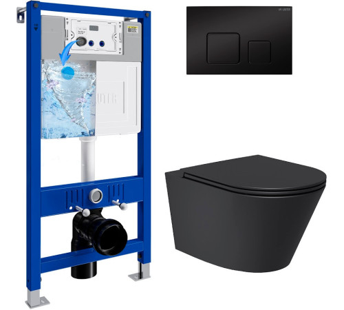 Унитаз подвесной Lauter Longer 2110822 + 21901002 кнопка квадратная, черный/черный