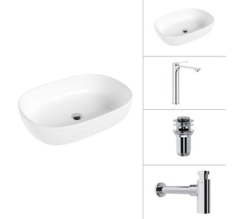 Умывальник Lauter 21836 + Rio 21AM12672 + сифон 21635CH + дон.клапан 21190CH хром
