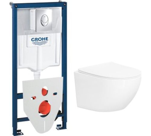 Унитаз подвесной Lauter Sulzdorf + GROHE Rapid SL 38721001 + панель GROHE 37131000 белый с микролифтом
