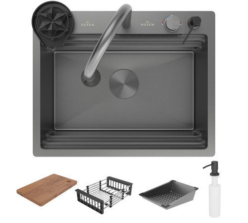Кухонная мойка Roxen Stage Plus 560250-60B многофункциональная 8 в 1 60*48/графит