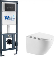 Унитаз подвесной WeltWasser Marberg 410 + Merzbach 043 GL-WT + Mar 410 SE MT-BL