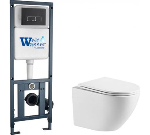 Унитаз подвесной WeltWasser Marberg 410 + Merzbach 043 GL-WT + Mar 410 SE MT-BL
