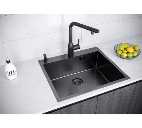 Кухонная мойка Paulmark Kroner-Edge 59 PM775951-GM вороненая сталь