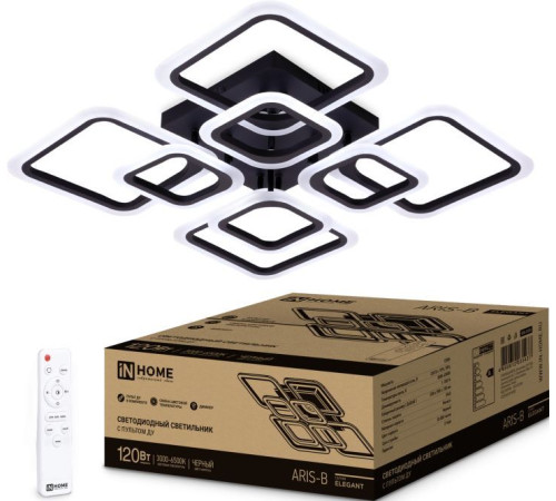 Припотолочная люстра In Home Aris-B 120Вт 230В 3000-6500K 8400Лм 590х590х130мм c пультом ДУ 4690612035437
