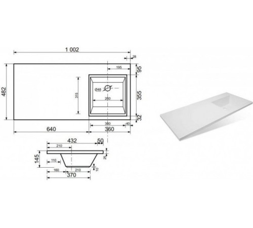 Умывальник Symbolite Estetus Даллас 100x48 правый
