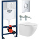 Унитаз подвесной Grado GD-W203T + GROHE Rapid SL 38721001 с кнопкой смыва