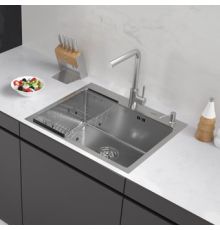 Кухонная мойка ARFEKA ECO AR мойка 600*500, коландер F, дозатор SATIN DECOR VOLCANIC