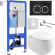 Унитаз подвесной Roxen Egg в комплекте с инсталляцией StounFix Dual Fresh 6 в 1 964079 кнопка: черный матовый