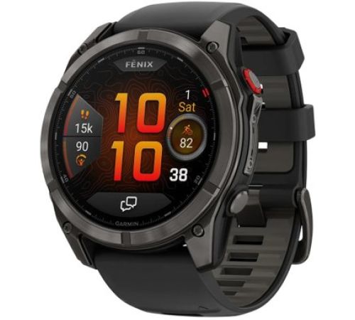 Умные часы Garmin Fenix 8 Pro 51 мм серый, черный силиконовый ремешок