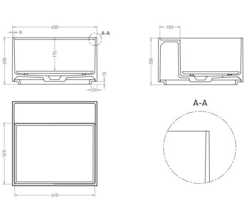 Умывальник Salini Armonia Square Top 02 130512TG S-Sense, глянцевый