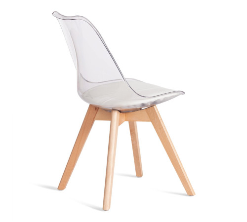 Стул TetChair Tulip дерево/пластик/экокожа прозрачный