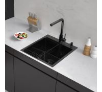 Кухонная мойка ARFEKA ECO AR мойка 450*500, коландер F, дозатор BLACK DECOR MILLET