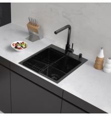 Кухонная мойка ARFEKA ECO AR мойка 450*500, коландер F, дозатор BLACK DECOR MILLET